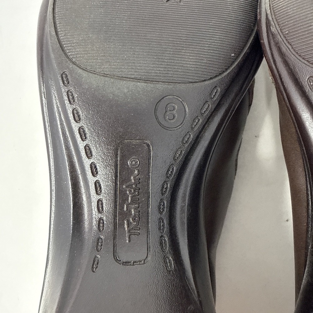 Thom McAn brown leather slip on chunky heel comfort shoes Women's US 8 M - Picture 10 of 12